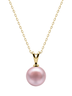 E.W Adams 9ct Gold Freshwater Pearl Pendant Necklace, Pink