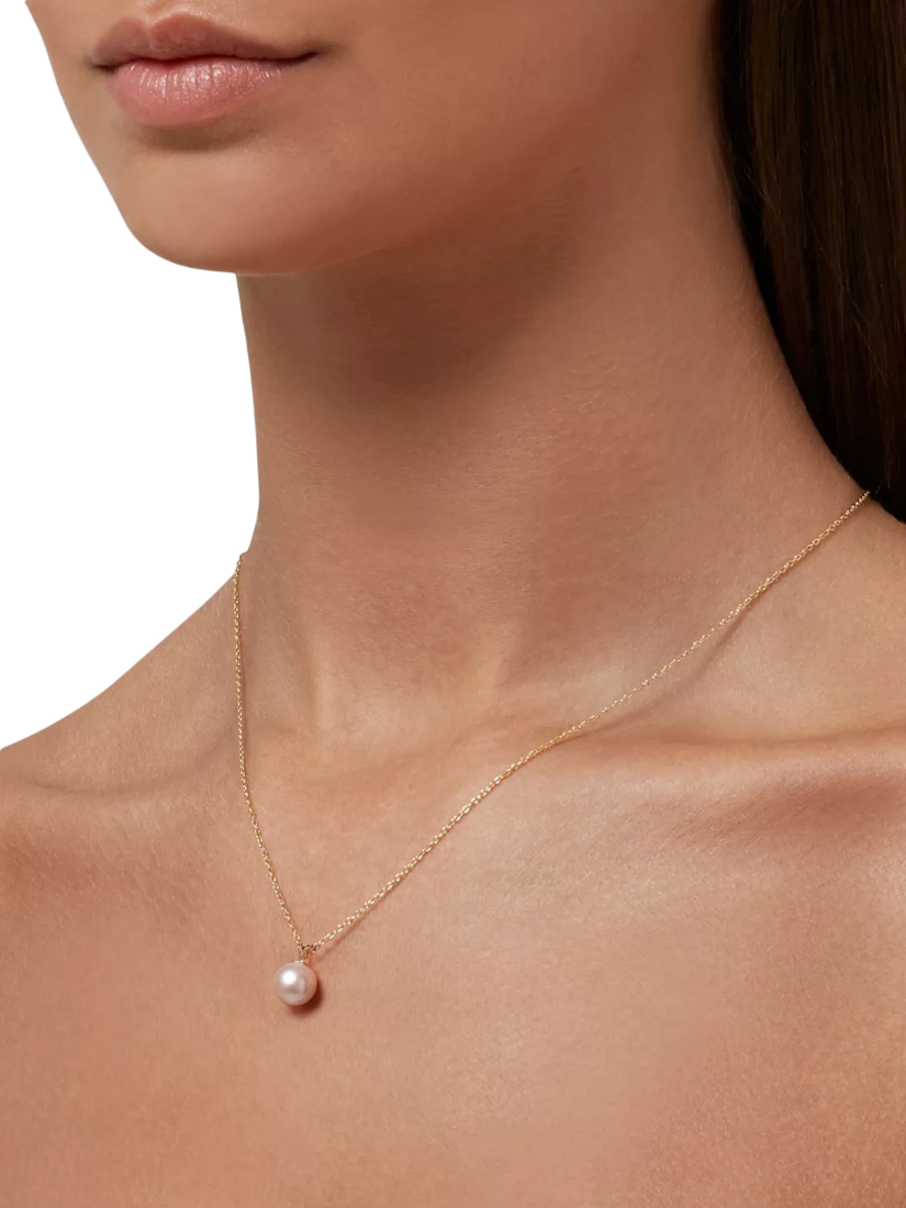 Product image 3 of 4, which shows E.W Adams 9ct Gold Freshwater Pearl Pendant Necklace, Pink