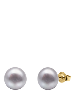 E.W Adams 9ct Gold Freshwater Pearl Stud Earrings, Grey