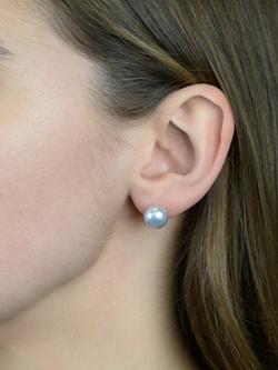 E.W Adams 9ct Gold Freshwater Pearl Stud Earrings - view 2, Grey