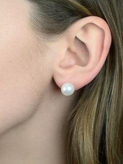 E.W Adams 9ct Gold Freshwater Pearl Stud Earrings - view 2, White