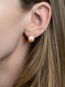 E.W Adams 9ct Gold Freshwater Pearl Stud Earrings - view 2, Pink