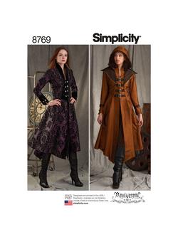 Simplicity Misses' Military Cosplay Coat Costumes Sewing Pattern, 8769, 