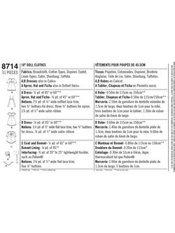 Simplicity 18" (46cm) Dolls' Clothes Sewing Pattern, 8714 - view 2, 