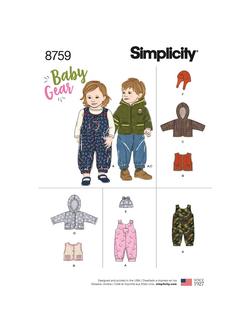 Simplicity Babies Sportswear Sewing Pattern, 8759, XS-XL, 