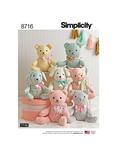Simplicity Stuffed Toy Animals Sewing Pattern, 8716