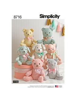 Simplicity Stuffed Toy Animals Sewing Pattern, 8716, 