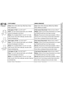 Simplicity Stuffed Toy Animals Sewing Pattern, 8716 - view 2, 