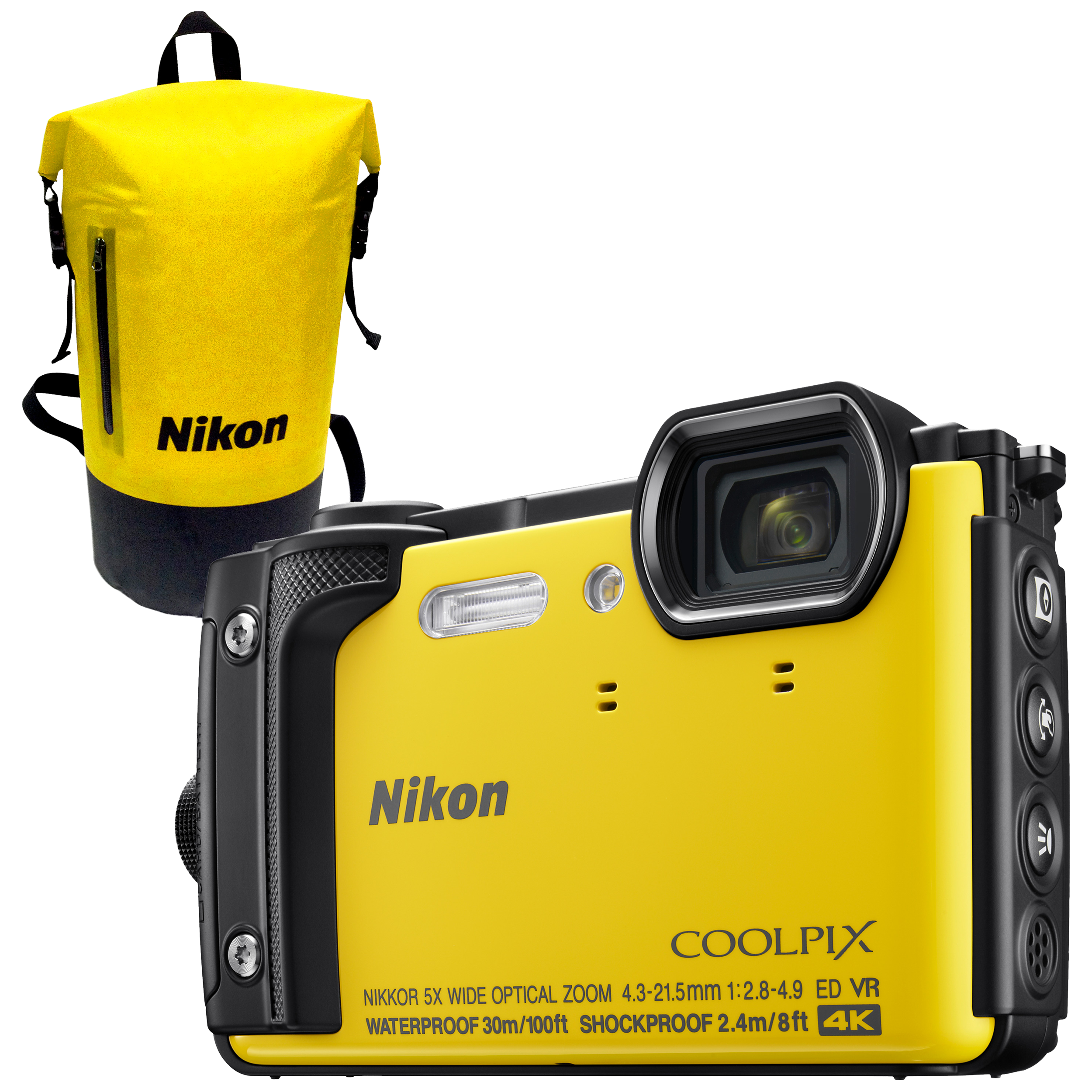 Nikon COOLPIX W300 GPS Waterproof, Freezeproof, Shockproof, Dustproof Digital Camera, 16MP, 4K UHD, 5x Optical Zoom, Bluetooth, 3" LCD Screen