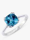 E.W Adams 9ct Gold Cushion Cocktail Ring, Blue Topaz