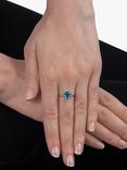 E.W Adams 9ct Gold Cushion Cocktail Ring, Blue Topaz