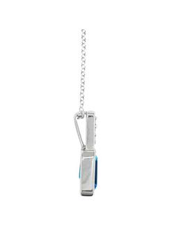 E.W Adams 9ct White Gold Diamond and Topaz Pendant Necklace - view 2, Silver/Blue
