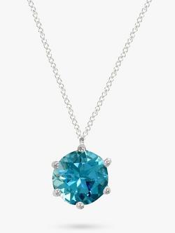 E.W Adams 9ct Gold Round Pendant Necklace, Blue Topaz