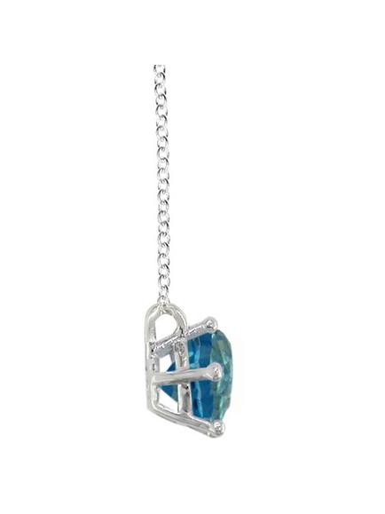 E.W Adams 9ct Gold Round Pendant Necklace - view 2, Blue Topaz