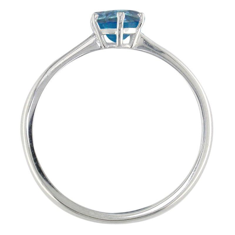 E.W Adams 9ct White Gold Round Semi-Precious Stone Ring, N