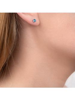 E.W Adams 9ct White Gold Small Round Stud Earrings - view 2, Blue Topaz