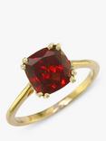 E.W Adams 9ct Gold Cushion Cocktail Ring, Garnet