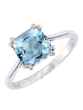 E.W Adams 9ct Gold Cushion Cocktail Ring, Aquamarine