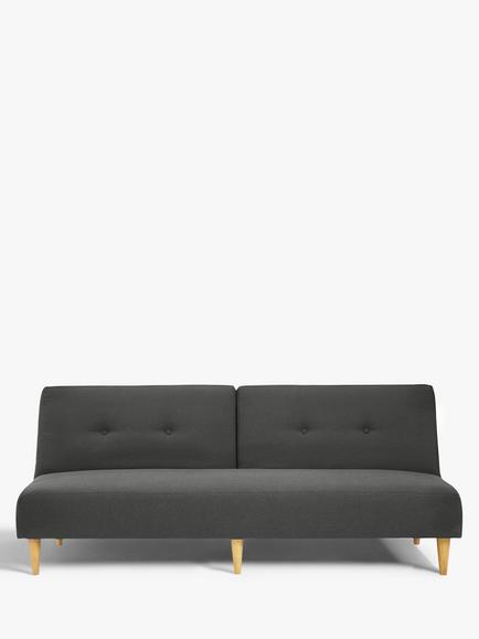 John Lewis Clapton Fixed Back Small Sofa Bed, Light Leg, Fraser Steel