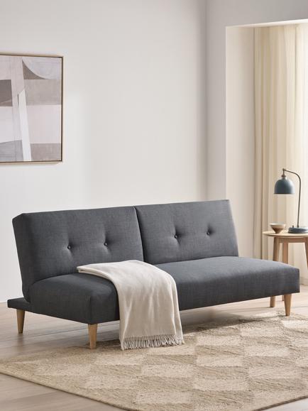 John Lewis Clapton Fixed Back Small Sofa Bed, Light Leg - view 2, Fraser Steel