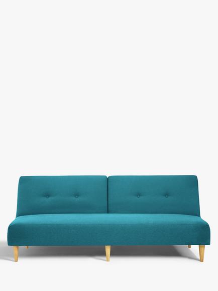 John Lewis Clapton Fixed Back Small Sofa Bed, Light Leg, Fraser Teal