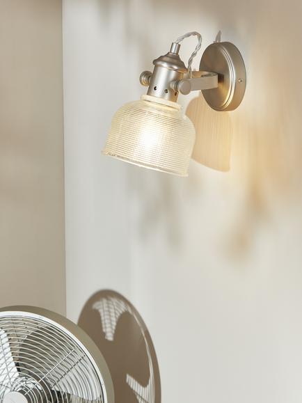 John Lewis Ezra Prismatic Glass Wall Light, Brushed Pewter - view 2, Brushed Pewter