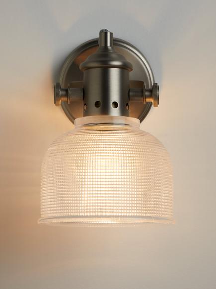 John Lewis Ezra Prismatic Glass Wall Light, Brushed Pewter, Brushed Pewter