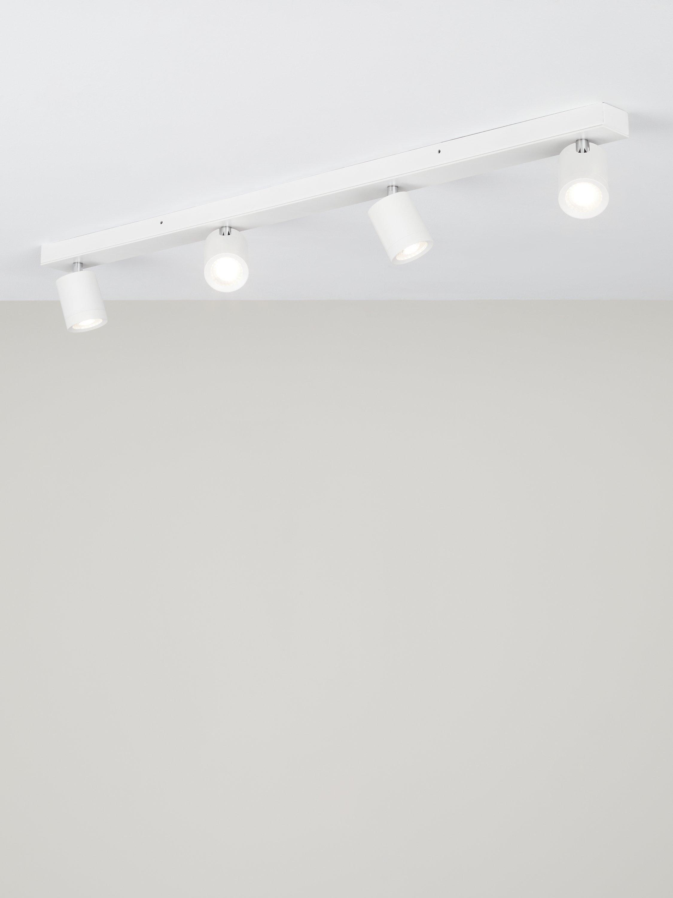 John Lewis & Partners Otis LED 4 Spotlight Ceiling Bar, White