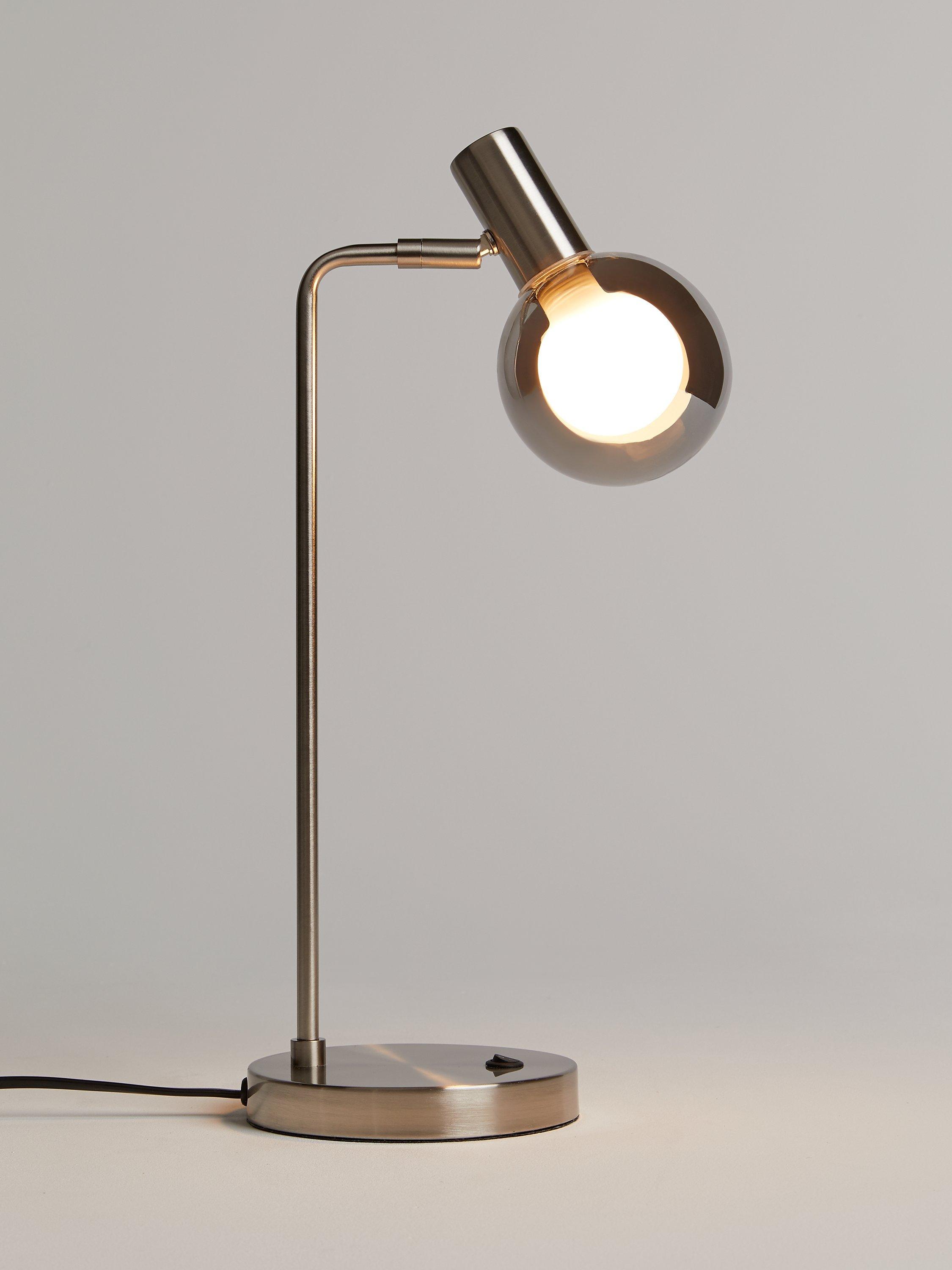 John Lewis & Partners Huxley Desk Lamp, Smoke/Brushed Steel