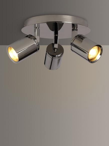 John Lewis Andorra LED 3 Arm Bathroom Ceiling Plate, Chrome, Chrome