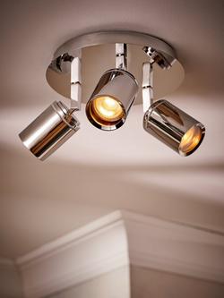 John Lewis Andorra LED 3 Arm Bathroom Ceiling Plate, Chrome - view 2, Chrome