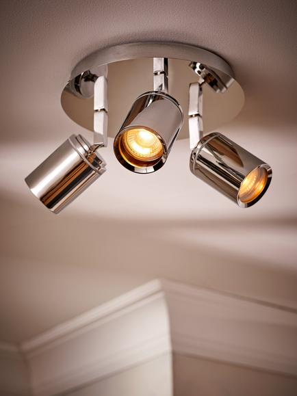 John Lewis Andorra LED 3 Arm Bathroom Ceiling Plate, Chrome - view 2, Chrome