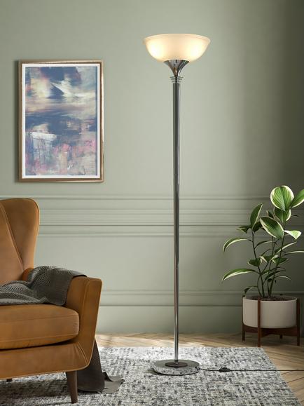 John Lewis Azure Uplighter Floor Lamp - view 2, Chrome/Satin Nickel