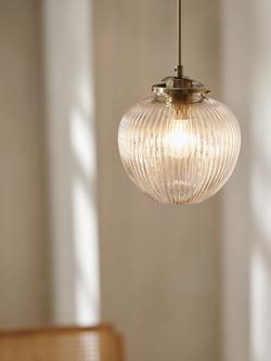 John Lewis Henry Small Glass Ceiling Light, Brass - view 2, Brass