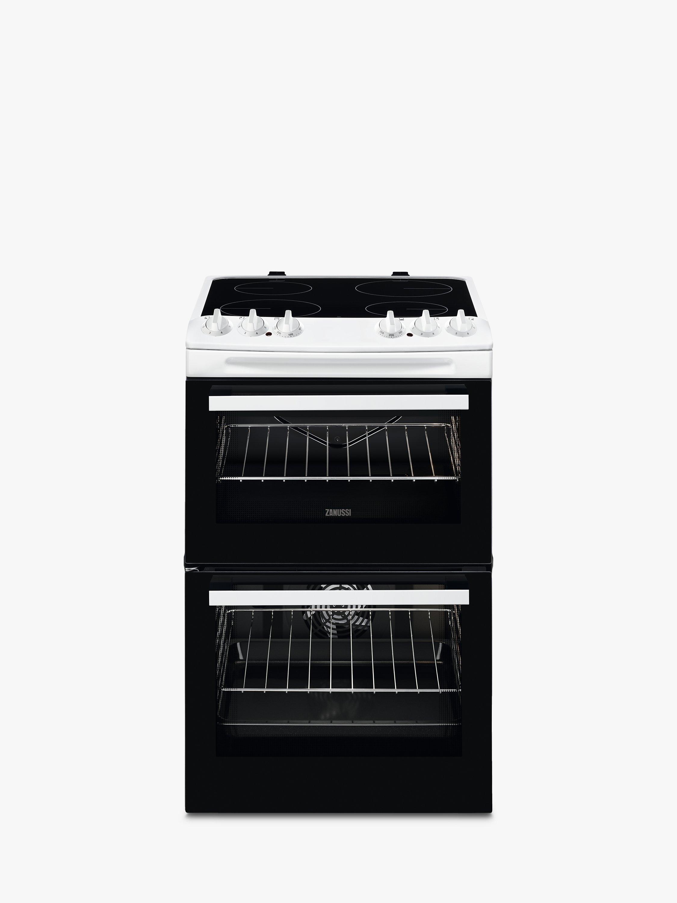 Zanussi ZCV46050WA Electric Hob Double Cooker, Black / White