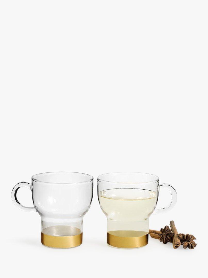 Sagaform Mulled Wine Glass Mugs, Set of 2, 250ml, Clear/Gold
