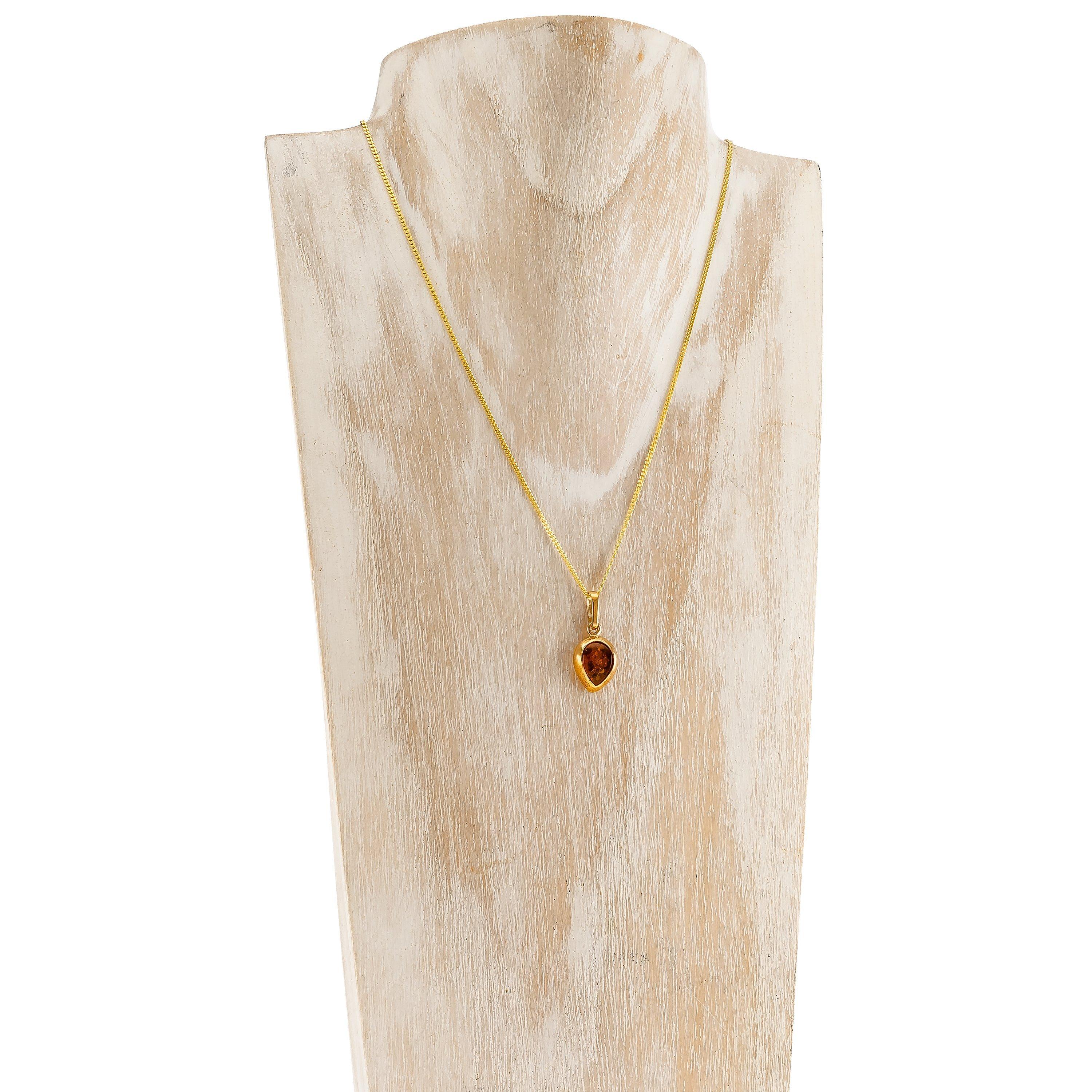 Product image 3 of 5, which shows Be-Jewelled Teardrop Stud Earrings and Pendant Necklace Jewellery Set, Gold/Cognac