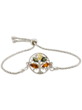 Be-Jewelled Tree Charm Baltic Amber Adjustable Bracelet, Multi