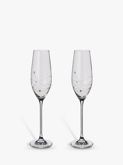 Dartington Crystal Glitz Champagne Flutes, 210ml, Set of 2, Clear