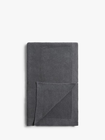 John Lewis Rye Plain Knit Throw, Steel Marl
