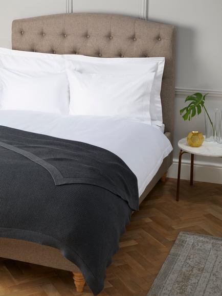 John Lewis Rye Plain Knit Throw - view 2, Steel Marl