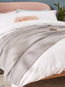 John Lewis Washed Waffle Bedspread - view 2, Grey