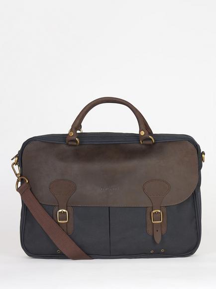Barbour Waxed Cotton Briefcase, Navy, Navy