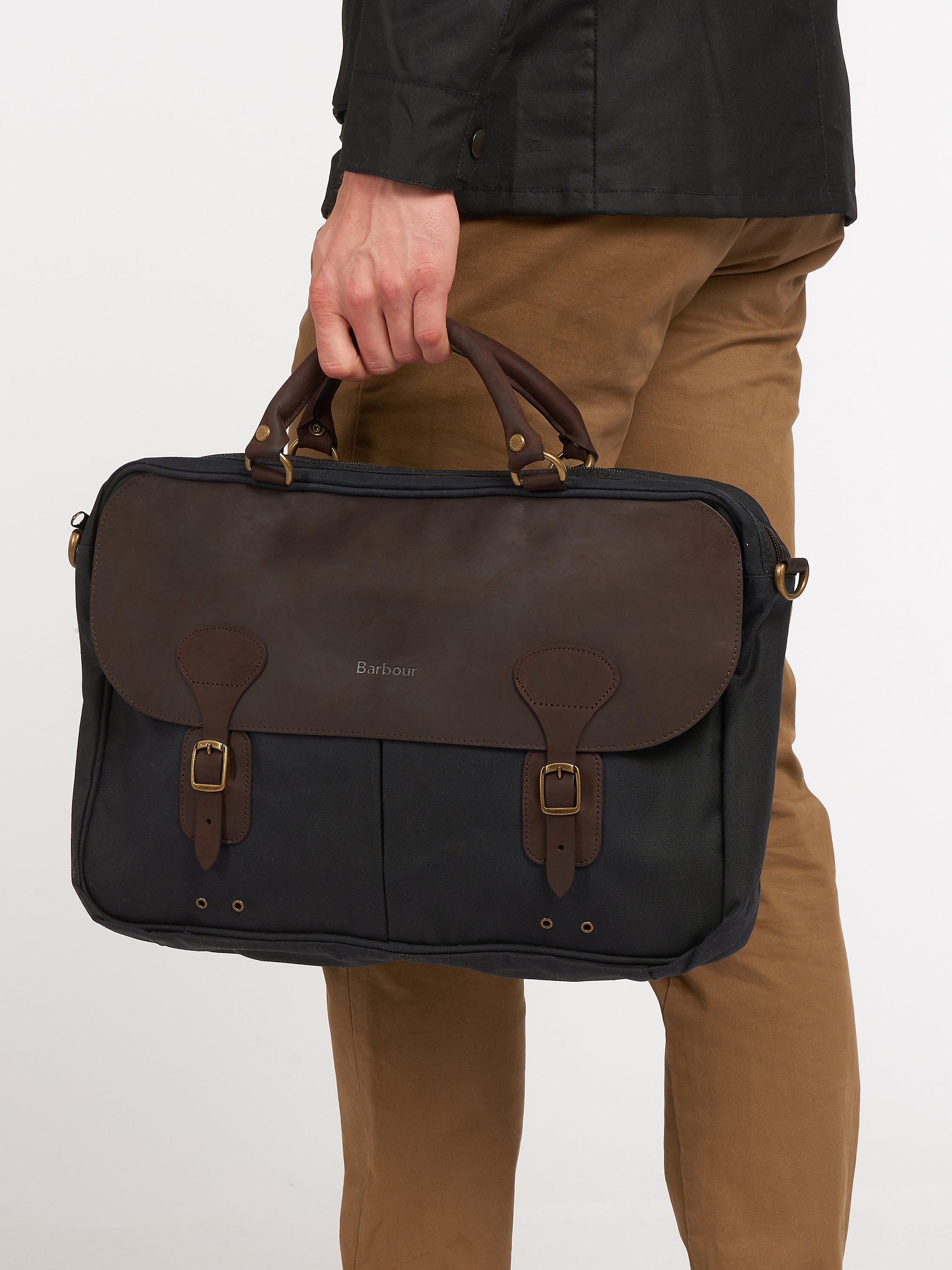 Barbour Waxed Cotton Briefcase Navy