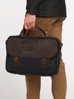 Barbour Waxed Cotton Briefcase, Navy - view 2, Navy