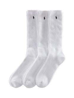 Polo Ralph Lauren Sports Socks, Pack of 3, One Size, White, 