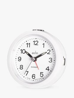 Acctim Elana Non-Ticking Sweep Analogue Alarm Clock, White, White
