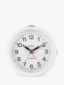 Acctim Elana Non-Ticking Sweep Analogue Alarm Clock, White - view 2, White