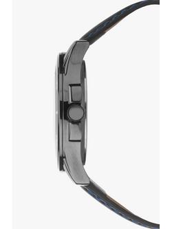 Sekonda 1634.27 Men's Chronograph Leather Strap Watch, Black/Midnight Blue - view 2, Black/Midnight Blue