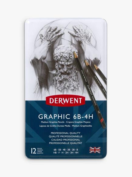 Derwent Medium Graphic Pencils, Set of 12, Multi